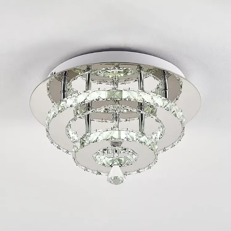 Picture of Modern Square Crystal LED Ceiling Light Chrome Pendant Chandelier for Home & Dining
