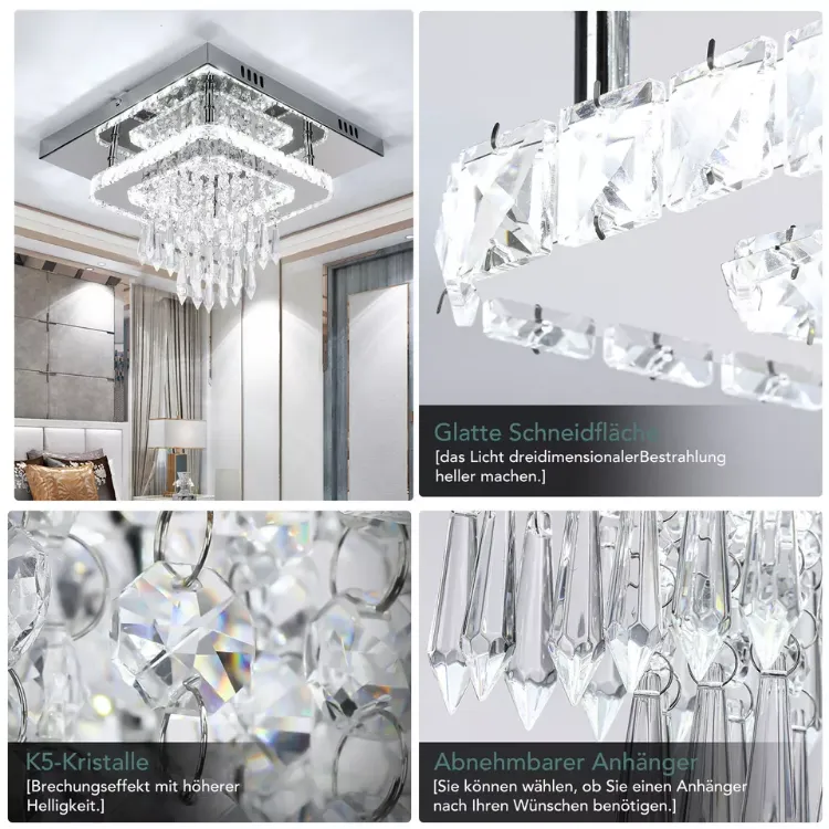 Picture of Modern LED Crystal Ceiling Light – Square Minimalist Lamp for Living Room & Bedroom