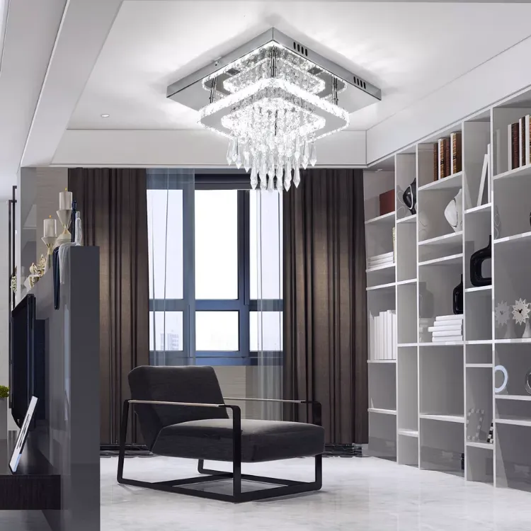 Picture of Modern LED Crystal Ceiling Light – Square Minimalist Lamp for Living Room & Bedroom