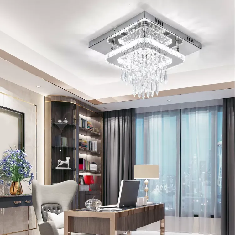 Picture of Modern LED Crystal Ceiling Light – Square Minimalist Lamp for Living Room & Bedroom