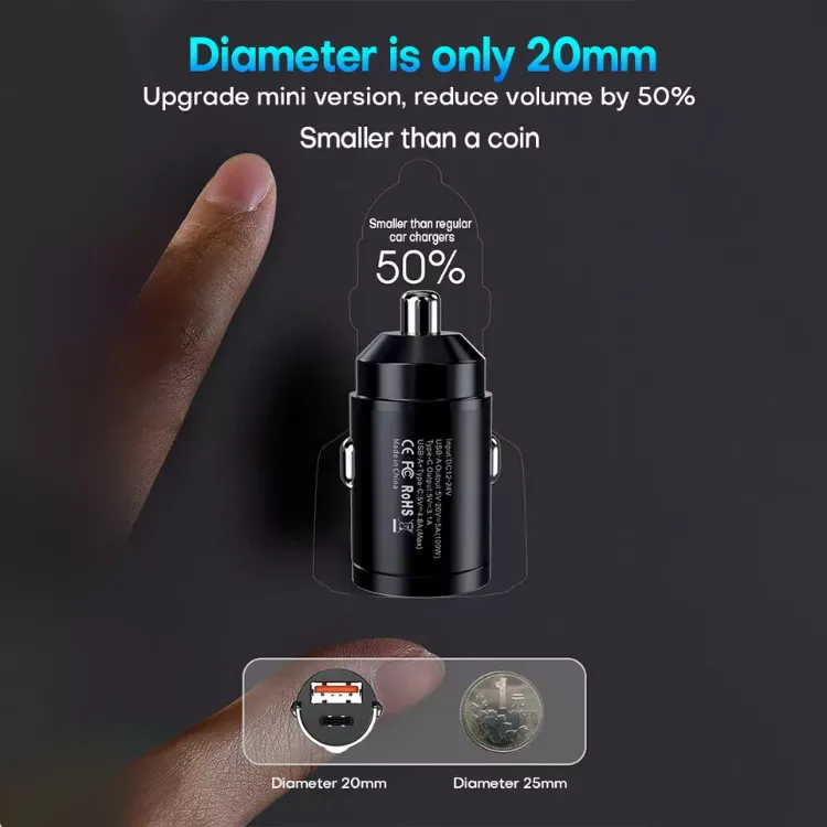 Picture of Fast Car Charger Dual USB & Type-C Adapter for iPhone, Samsung & Universal Devices
