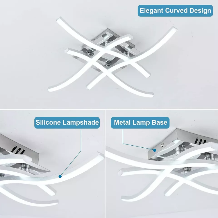 Picture of Modern Dimmable LED Ceiling Light – 4-Wave Pendant Lamp for Living Room & Bedroom