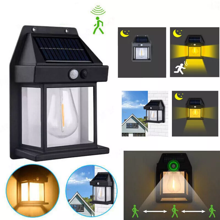 Picture of LED Solar Wall Light - Motion Sensor, Warm Tungsten Glow, IP65 Waterproof, Outdoor Security Light