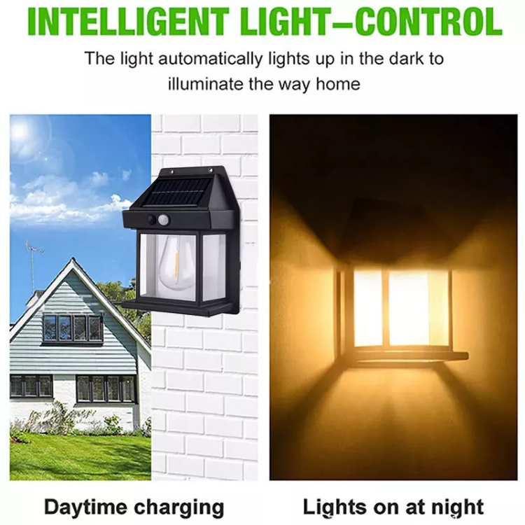 Picture of LED Solar Wall Light - Motion Sensor, Warm Tungsten Glow, IP65 Waterproof, Outdoor Security Light