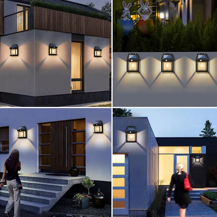 Picture of LED Solar Wall Light - Motion Sensor, Warm Tungsten Glow, IP65 Waterproof, Outdoor Security Light