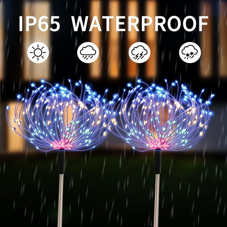 Picture of 480 LED Firework Solar Light - Starburst Garden Light, Waterproof, 8 Modes, Remote Controlled, Rechargeable battery. (4 Pack)