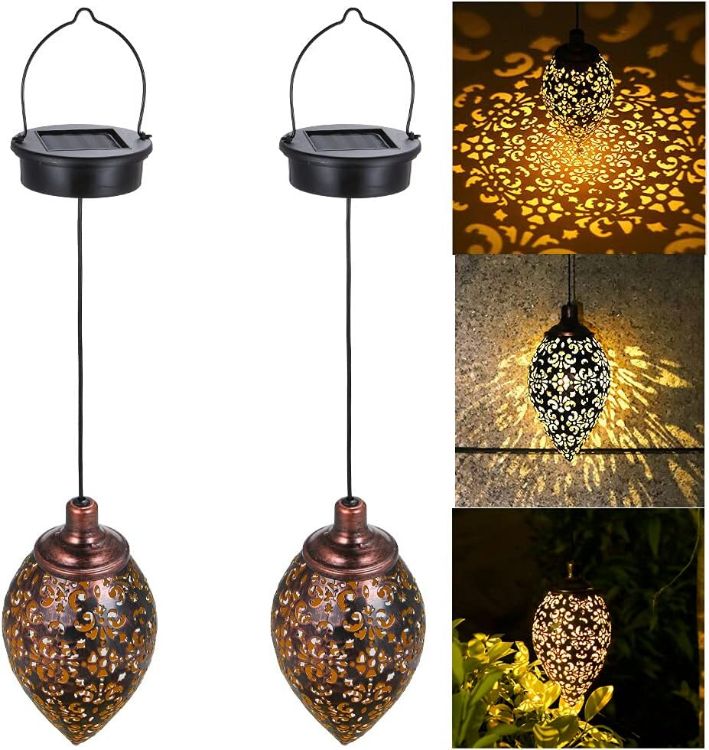 Picture of Hanging Lantern Outdoor Solar Light - IP65 Waterproof, Modern Hanging Lamp, Auto On/Off