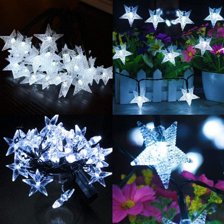 Picture of 50 LED Solar Fairy Lights  -  23ft Star String Light, IP65 Waterproof, 8 Modes, Built-in Rechargeable Battery