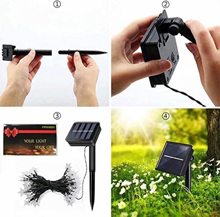 Picture of 50 LED Star Fairy Light - Solar Powered, IP65 Waterproof, 8 Modes, Rechargeable Battery, String Light