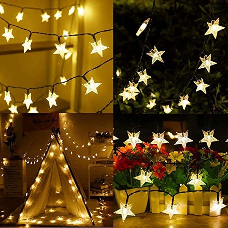 Picture of 50 LED Solar Fairy Lights  -  23ft Star String Light, IP65 Waterproof, 8 Modes, Built-in Rechargeable Battery