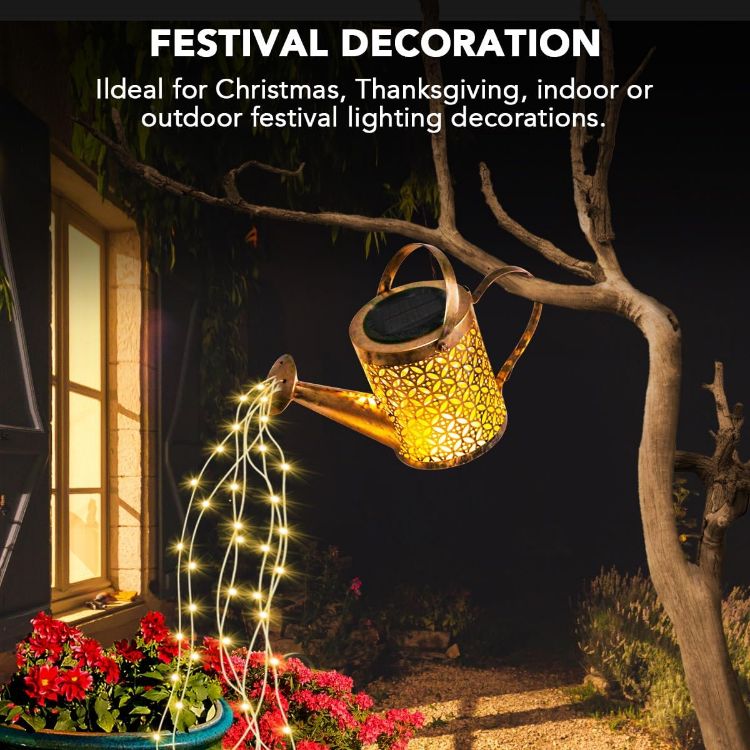 Picture of LED Watering Can Solar String Light - IP65 Waterproof, Dual Mode, Decorative Garden Light, Rechargeable