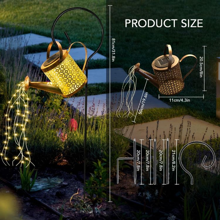 Picture of LED Watering Can Solar String Light - IP65 Waterproof, Dual Mode, Decorative Garden Light, Rechargeable