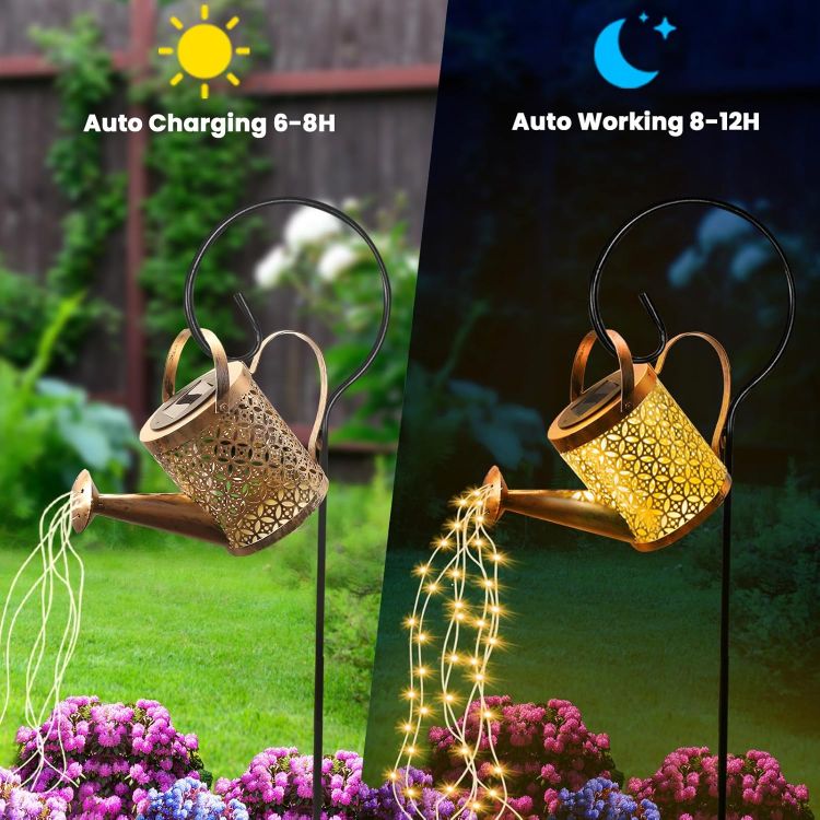 Picture of LED Watering Can Solar String Light - IP65 Waterproof, Dual Mode, Decorative Garden Light, Rechargeable