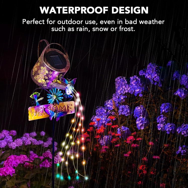 Picture of LED Watering Can Solar String Light - IP65 Waterproof, Dual Mode, Decorative Garden Light, Rechargeable