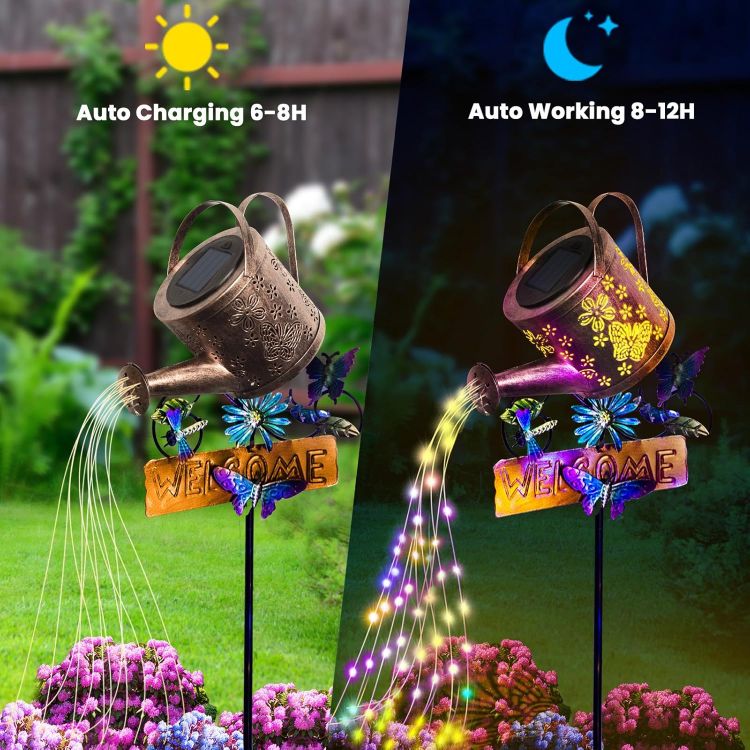 Picture of LED Watering Can Solar String Light - IP65 Waterproof, Dual Mode, Decorative Garden Light, Rechargeable