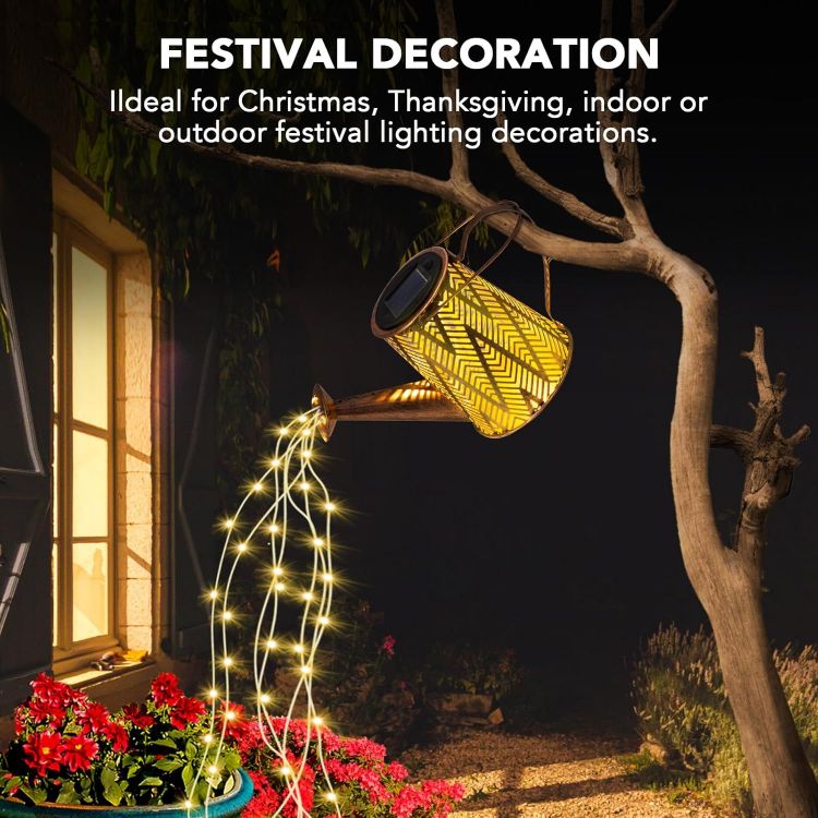 Picture of LED Watering Can Solar String Light - IP65 Waterproof, Dual Mode, Decorative Garden Light, Rechargeable