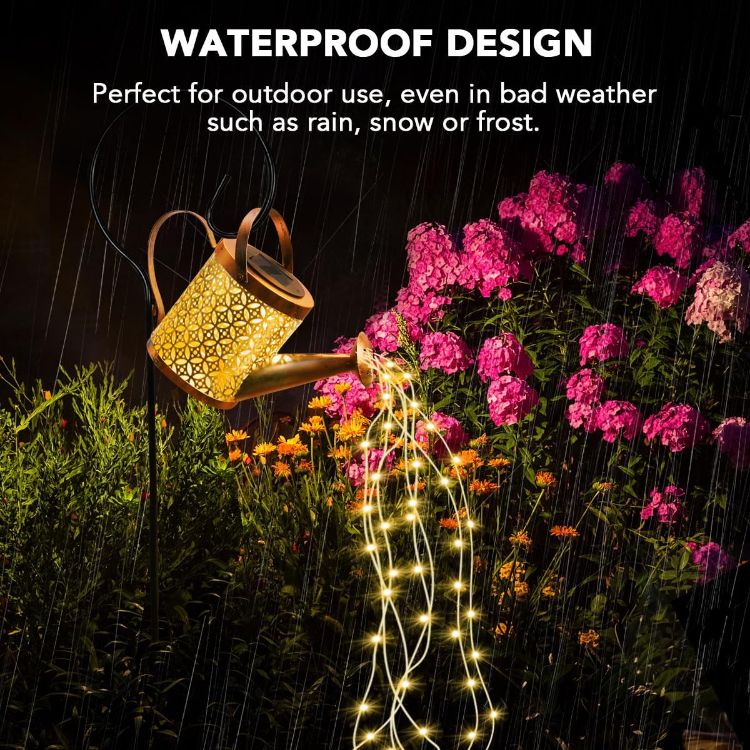 Picture of LED Watering Can Solar String Light - IP65 Waterproof, Dual Mode, Decorative Garden Light, Rechargeable
