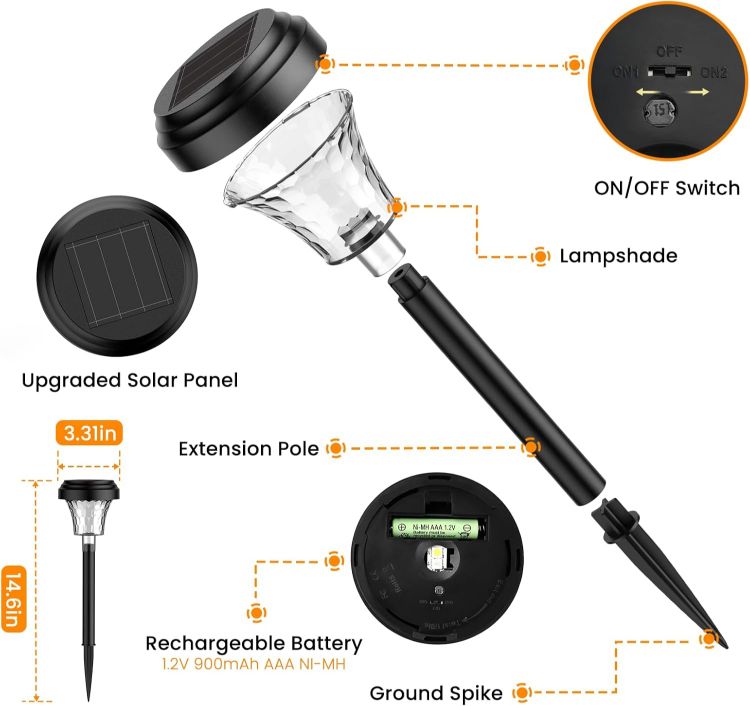 Picture of Multi-color Garden Solar Light  - IP65 Waterproof,  Ultra-Bright, Solar-Powered, 8 Pack