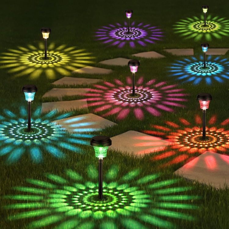 Picture of Multi-color Garden Solar Light  - IP65 Waterproof,  Ultra-Bright, Solar-Powered, 8 Pack