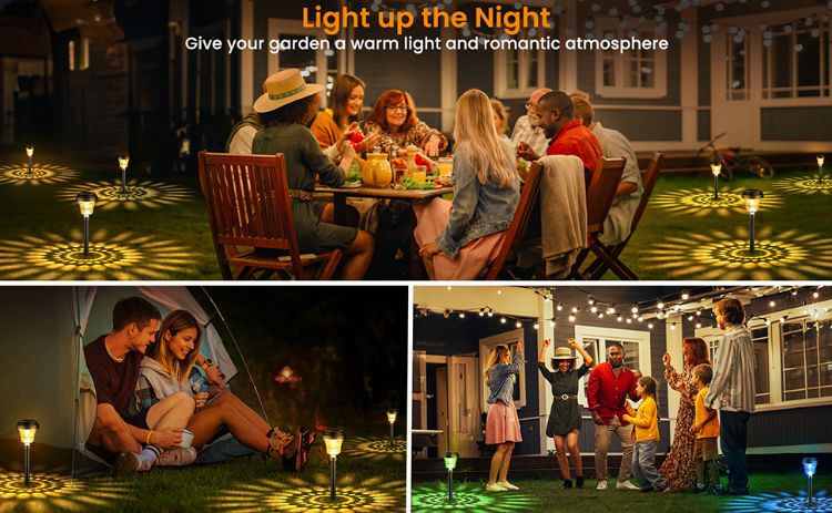 Picture of Multi-color Garden Solar Light  - IP65 Waterproof,  Ultra-Bright, Solar-Powered, 8 Pack