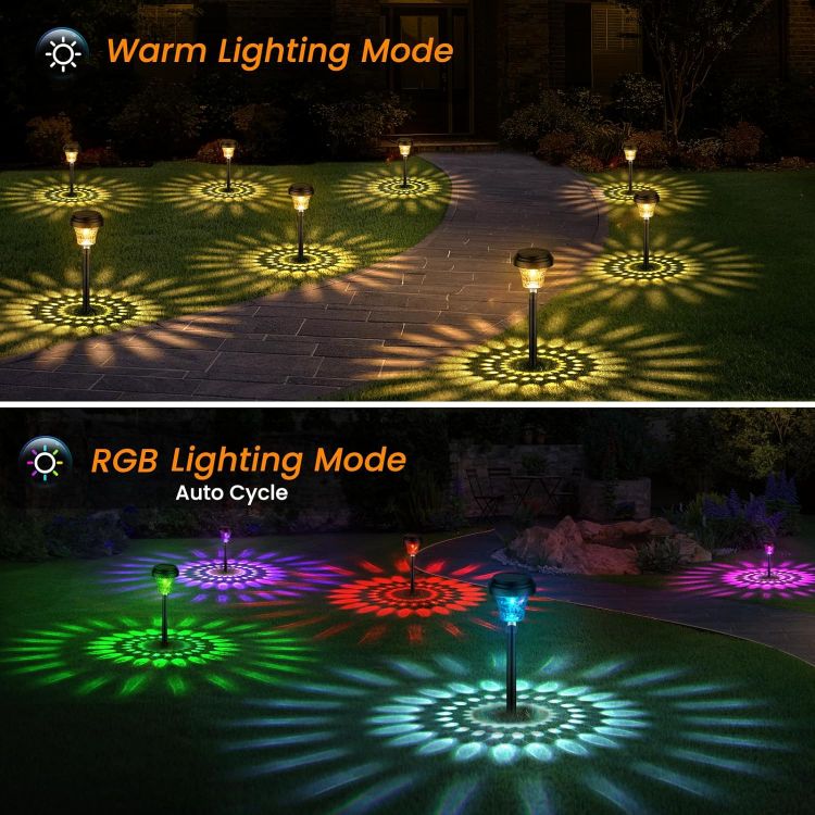Picture of Multi-color Garden Solar Light  - IP65 Waterproof,  Ultra-Bright, Solar-Powered, 8 Pack