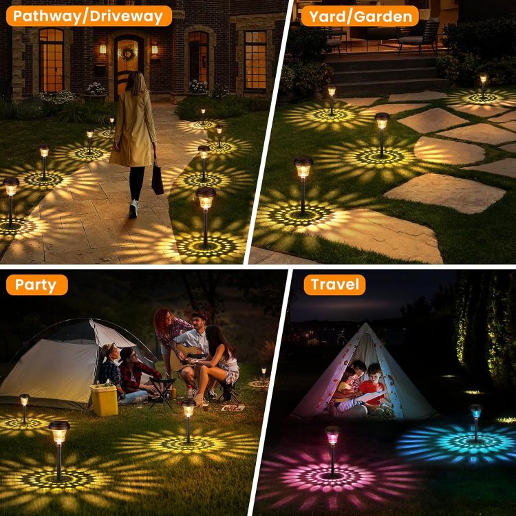Picture of Multi-color Garden Solar Lights  - IP65 Waterproof,  Ultra-Bright, Solar-Powered (8 Pack )