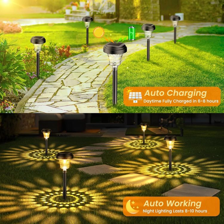 Picture of Multi-color Garden Solar Lights  - IP65 Waterproof,  Ultra-Bright, Solar-Powered (8 Pack )
