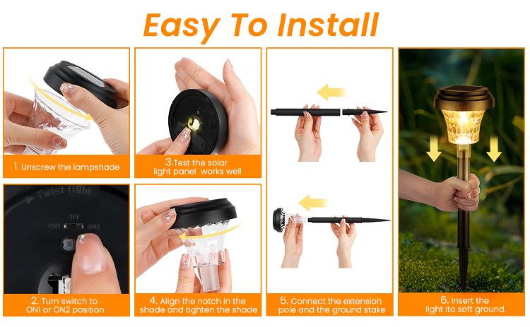 Picture of Multi-color Garden Solar Light  - IP65 Waterproof,  Ultra-Bright, Solar-Powered, 8 Pack