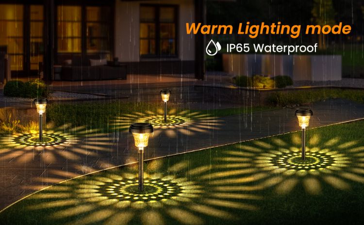 Picture of Multi-color Garden Solar Lights  - IP65 Waterproof,  Ultra-Bright, Solar-Powered (8 Pack )