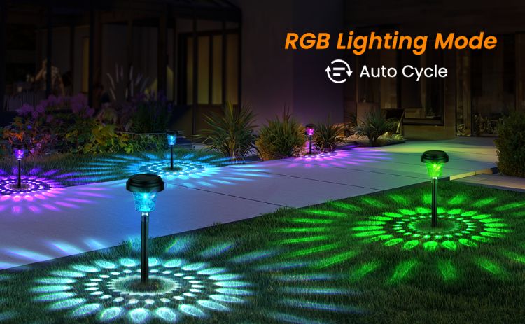 Picture of Multi-color Garden Solar Lights  - IP65 Waterproof,  Ultra-Bright, Solar-Powered (8 Pack )