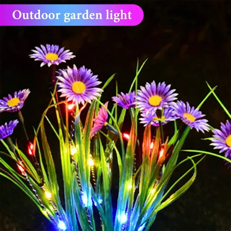 Picture of LED Flower Stake Solar Light -  IP65 Waterproof, Solar-Powered, Rechargeable, Decorative Light. (2 Pack)