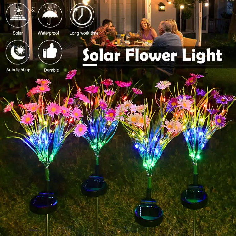 Picture of LED Flower Stake Solar Light -  IP65 Waterproof, Solar-Powered, Rechargeable, Decorative Light. (2 Pack)