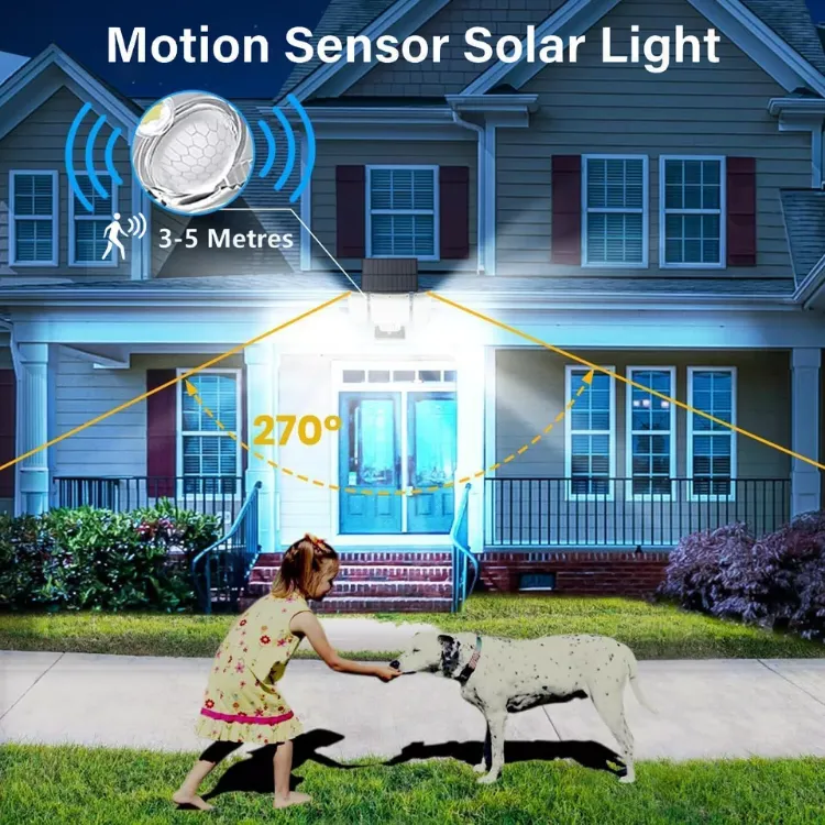 Picture of 280 LED Solar Wall Light - Motion Sensor, IP65 Waterproof, Outdoor Security Light, Wide-Angle, Rechargeable