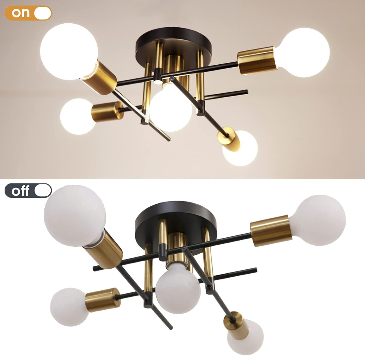 Industrial Vintage Chandelier – 5-Light Modern Ceiling Fixture for Home ...