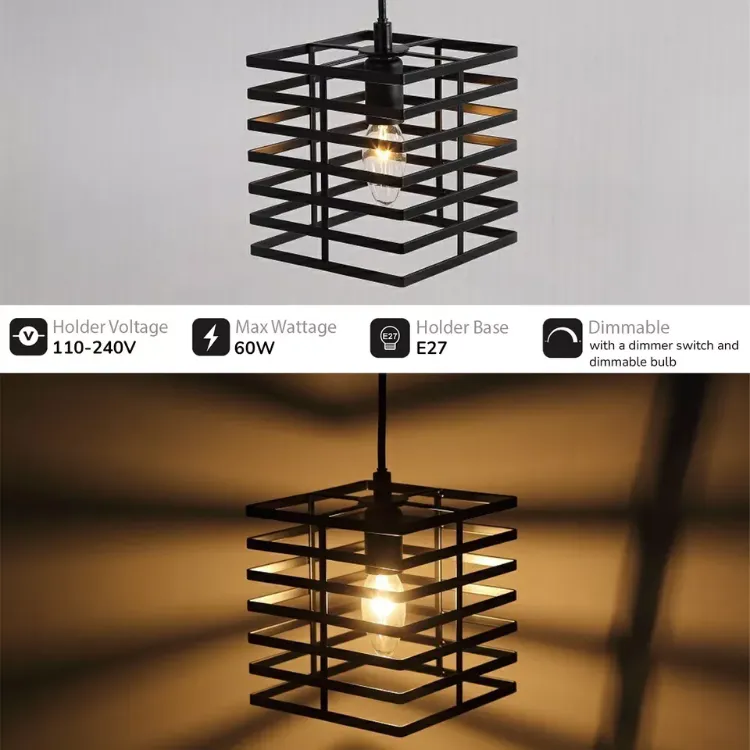Picture of Modern Geometric Cube Ceiling Light Shade – Sleek Matt Black Puzzle Pendant for Contemporary Interiors
