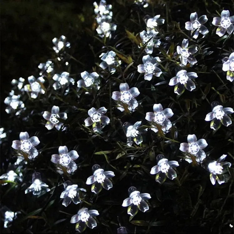 Picture of 50 LED Peach Flower Solar Fairy Lights - IP65 Waterproof, Rechargeable String Lights,  23ft String Light, Solar-powered