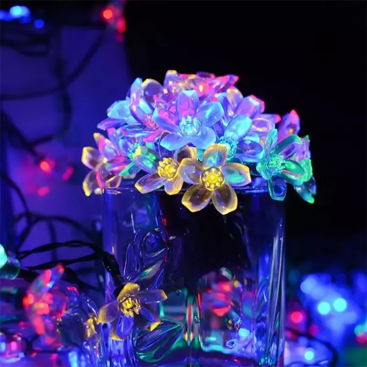 Picture of 50 LED Peach Flower Solar Fairy Lights - IP65 Waterproof, Rechargeable String Lights,  23ft String Light, Solar-powered