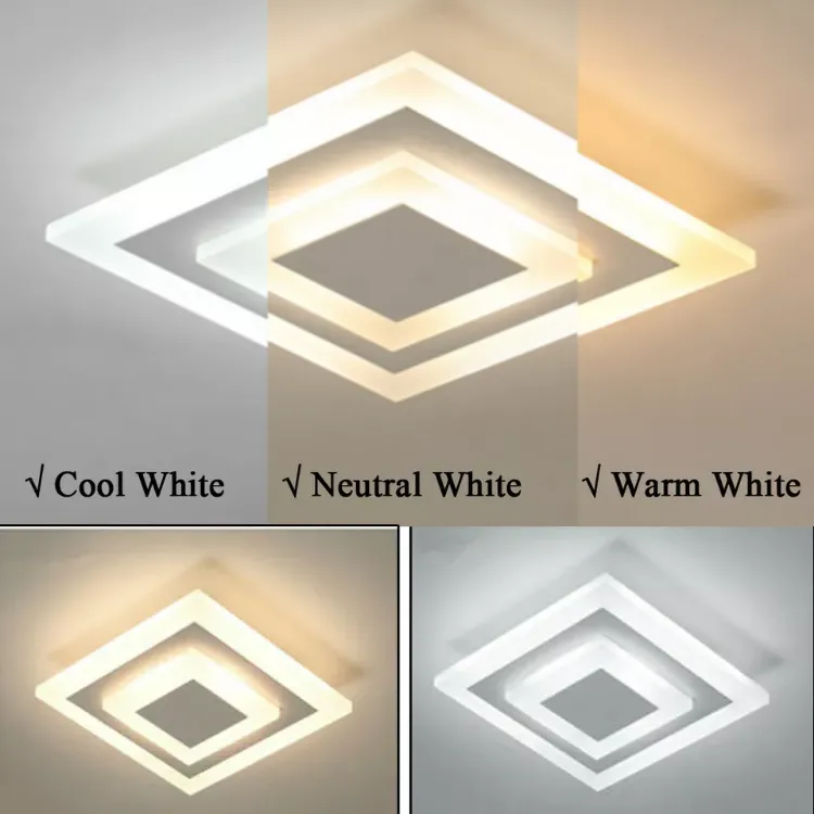 Picture of Modern LED Acrylic Square Ceiling Light – Stylish 3-Color Adjustable Lamp for Hallways, Corridors & Lofts
