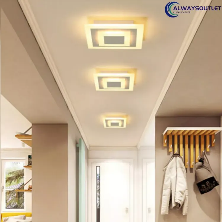 Picture of Modern LED Acrylic Square Ceiling Light – Stylish 3-Color Adjustable Lamp for Hallways, Corridors & Lofts
