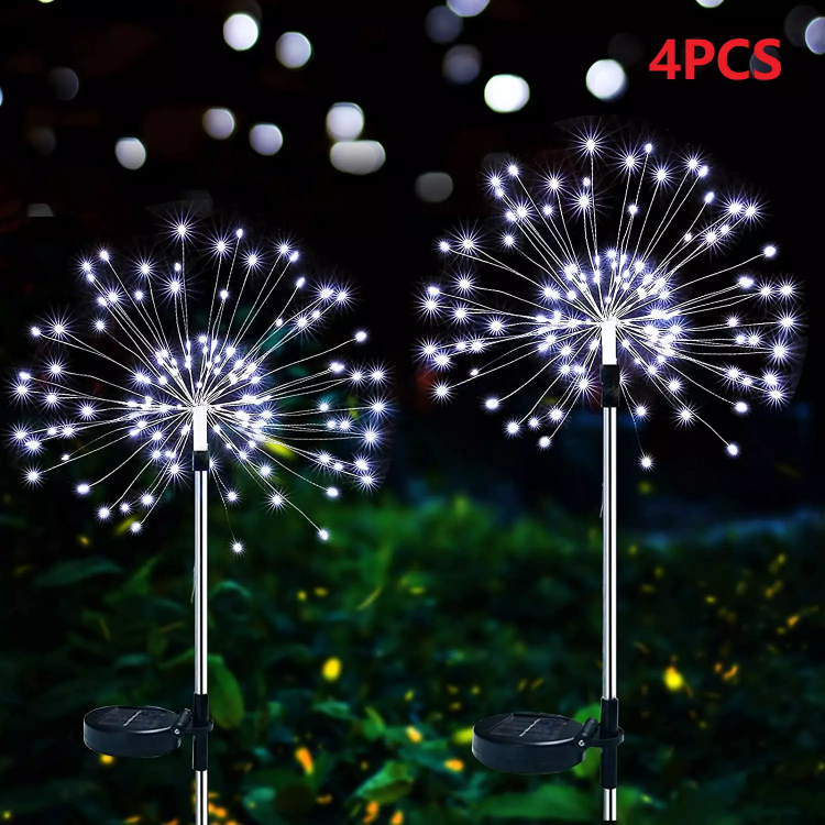 Picture of Solar 150 LED Firework Lights, Waterproof Multicolored Solar-Powered Outdoor Decoration for Garden, Party, and Holiday (Set of 2/4/8)