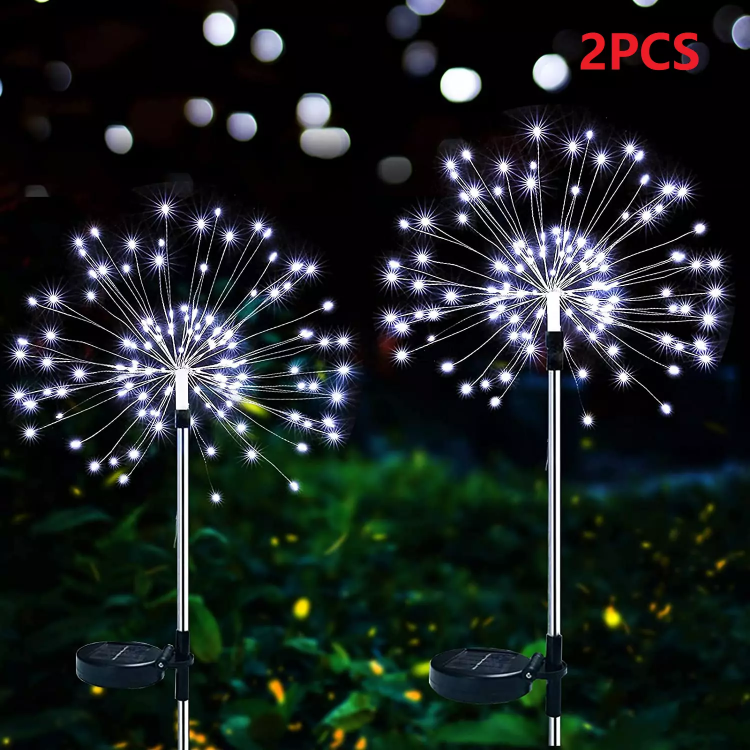 Picture of Solar 150 LED Firework Lights, Waterproof Multicolored Solar-Powered Outdoor Decoration for Garden, Party, and Holiday (Set of 2/4/8)