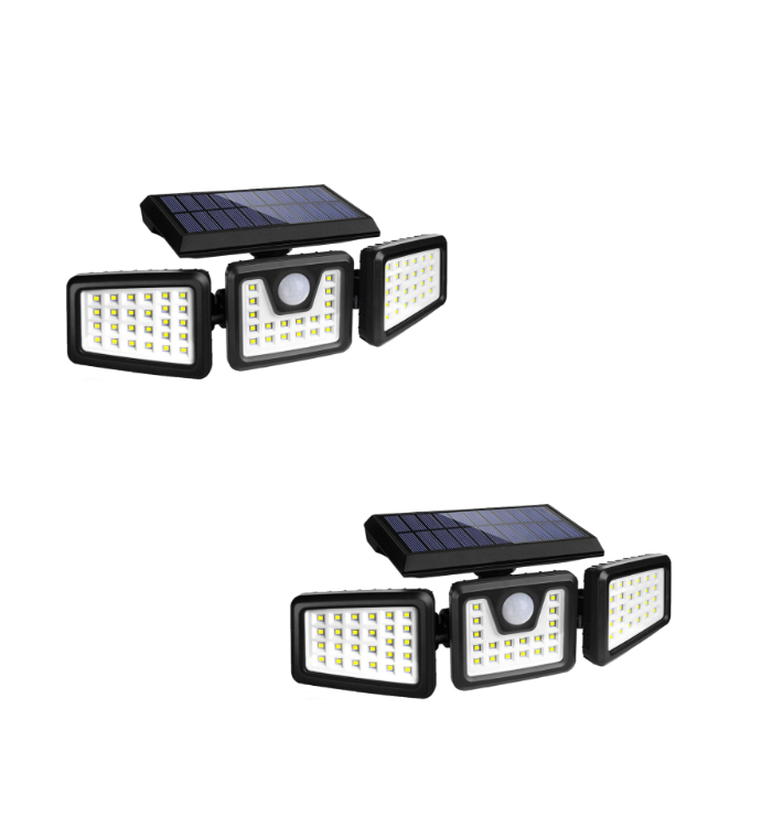 Picture of 3 Head Solar Powered Motion Sensor Outdoor Wall Light | Upgraded 74 LED Trio Solar light  Motion Sensor Security Light
