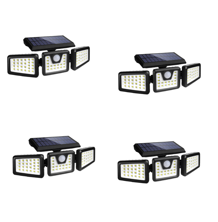 Picture of 3 Head Solar Powered Motion Sensor Outdoor Wall Light | Upgraded 74 LED Trio Solar light  Motion Sensor Security Light