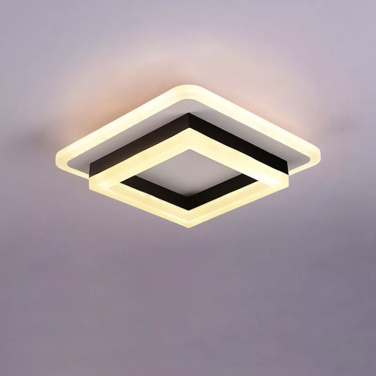 Picture of Dimmable Modern LED Ceiling Lights, Black | Acrylic, 18W 2160LM Square Living Room Ceiling Lamp with 3 Colors for Bedrooms Dining Room Hallway