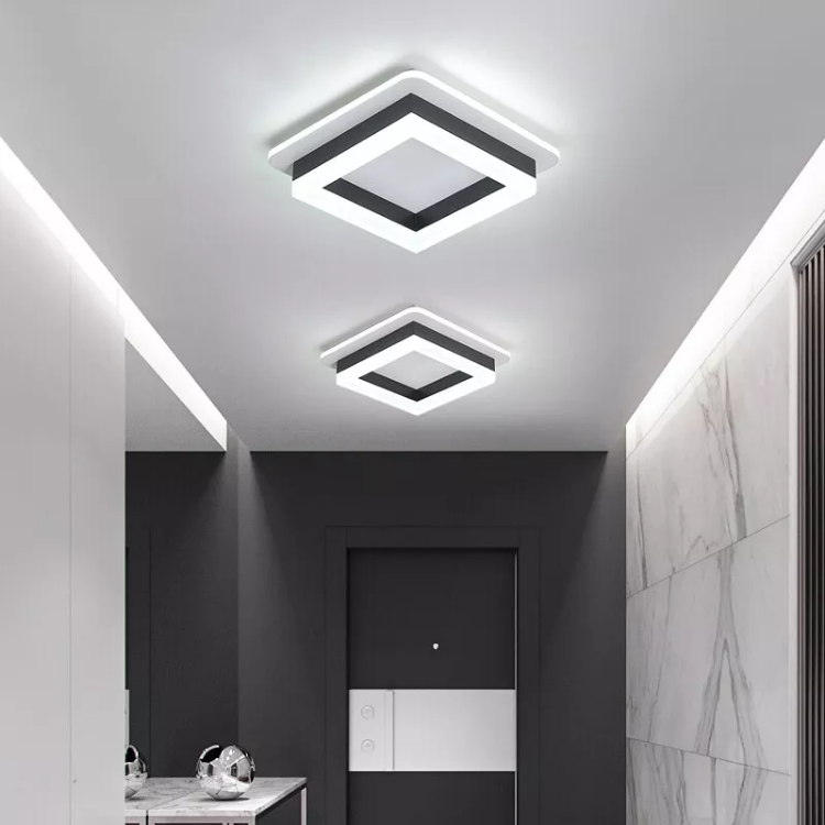 Picture of Dimmable Modern LED Ceiling Lights, Black | Acrylic, 18W 2160LM Square Living Room Ceiling Lamp with 3 Colors for Bedrooms Dining Room Hallway