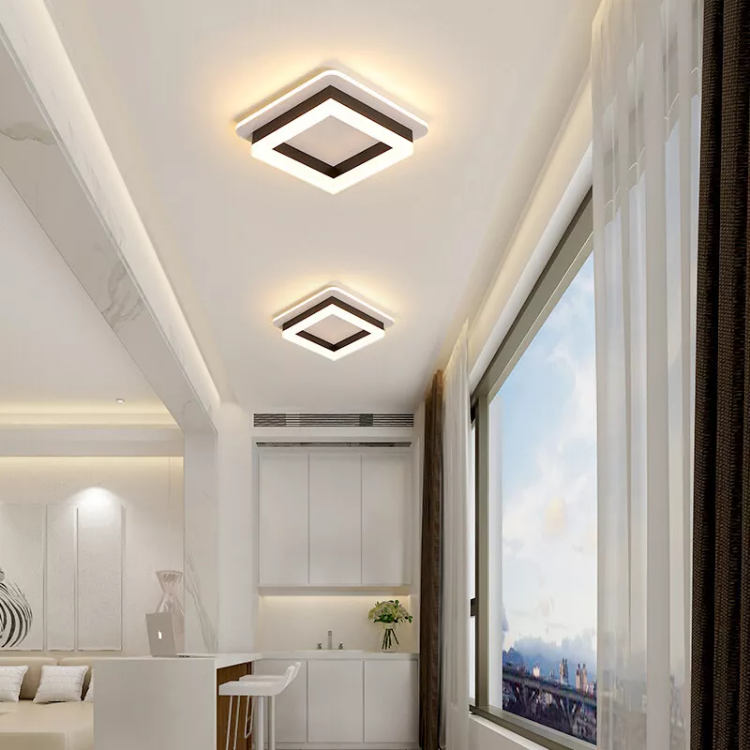 Picture of Dimmable Modern LED Ceiling Lights, Black | Acrylic, 18W 2160LM Square Living Room Ceiling Lamp with 3 Colors for Bedrooms Dining Room Hallway
