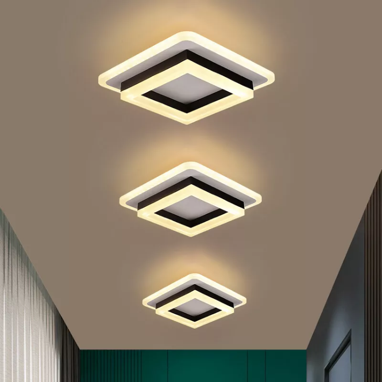 Picture of Dimmable Modern LED Ceiling Lights, Black | Acrylic, 18W 2160LM Square Living Room Ceiling Lamp with 3 Colors for Bedrooms Dining Room Hallway