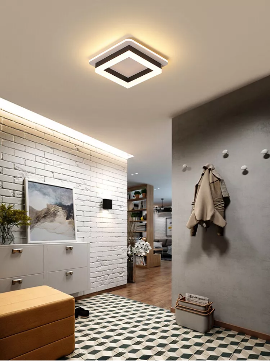 Picture of Dimmable Modern LED Ceiling Lights, Black | Acrylic, 18W 2160LM Square Living Room Ceiling Lamp with 3 Colors for Bedrooms Dining Room Hallway