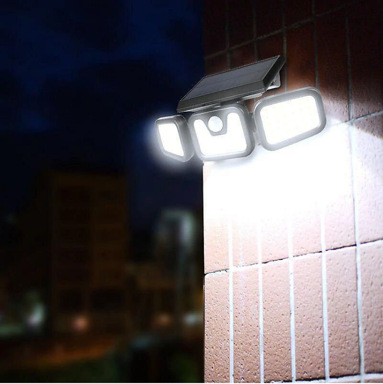 Picture of 3 Head Solar Powered Motion Sensor Outdoor Wall Light | Upgraded 74 LED Trio Solar light  Motion Sensor Security Light