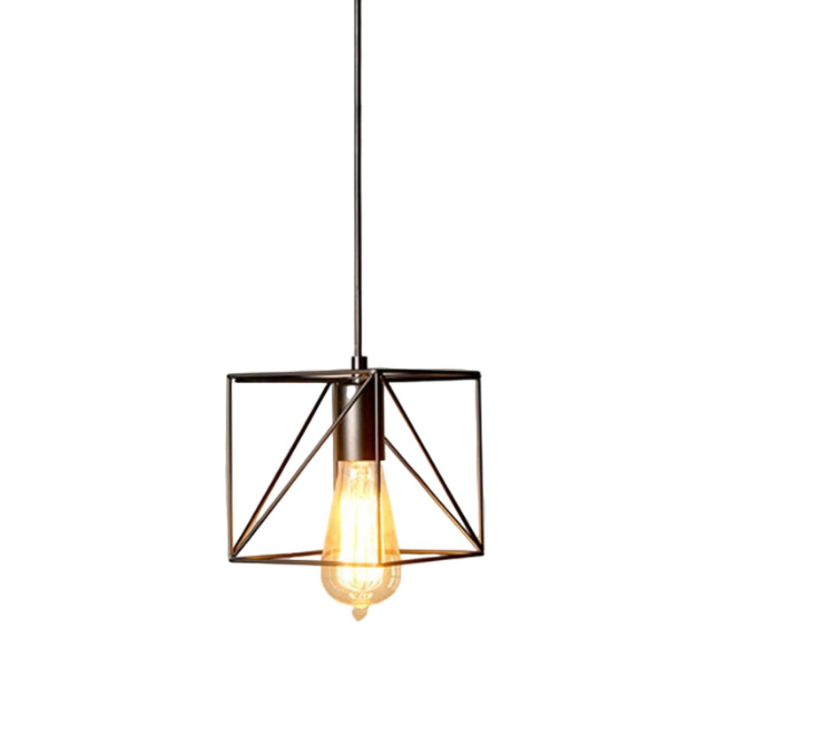 Picture of Industrial Cage Pendant Light - 15cm Black Iron Vintage Ceiling Fixture - E27 Bulb Compatible (Not Included) - No Canopy - Farmhouse, Café & Kitchen Lighting 